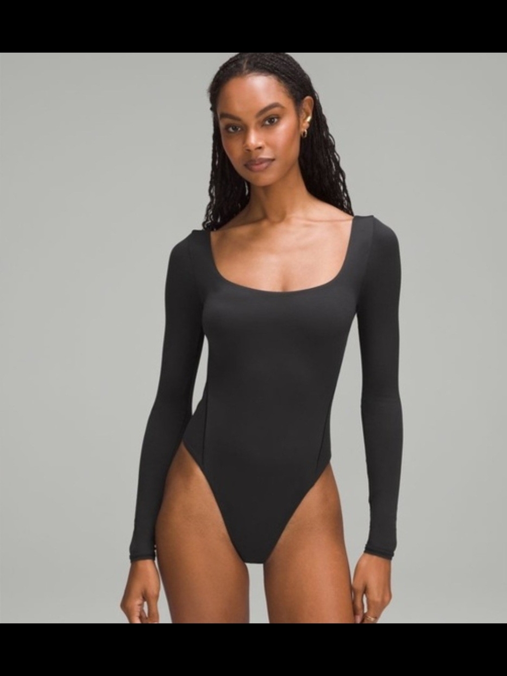 lululemon athletica Black Long-Sleeve Scoop Bodysuit